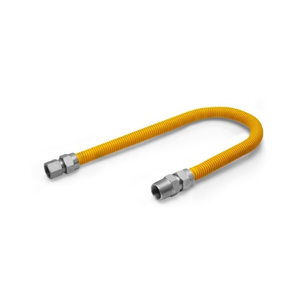 Flextron Gas Line Hose 5/8'' O.D.x36'' Len 1/2" FIPx3/4" MIP Fittings Yellow Coated Stainless Steel Flexible FTGC-YC12-36M - main